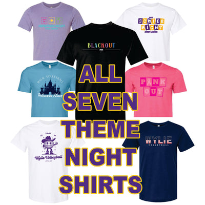 *Wylie Volleyball - All 7 Theme Night Shirts